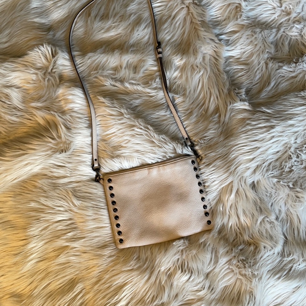 Perfect size crossbody purse Rebecca Minkoff taupe and black